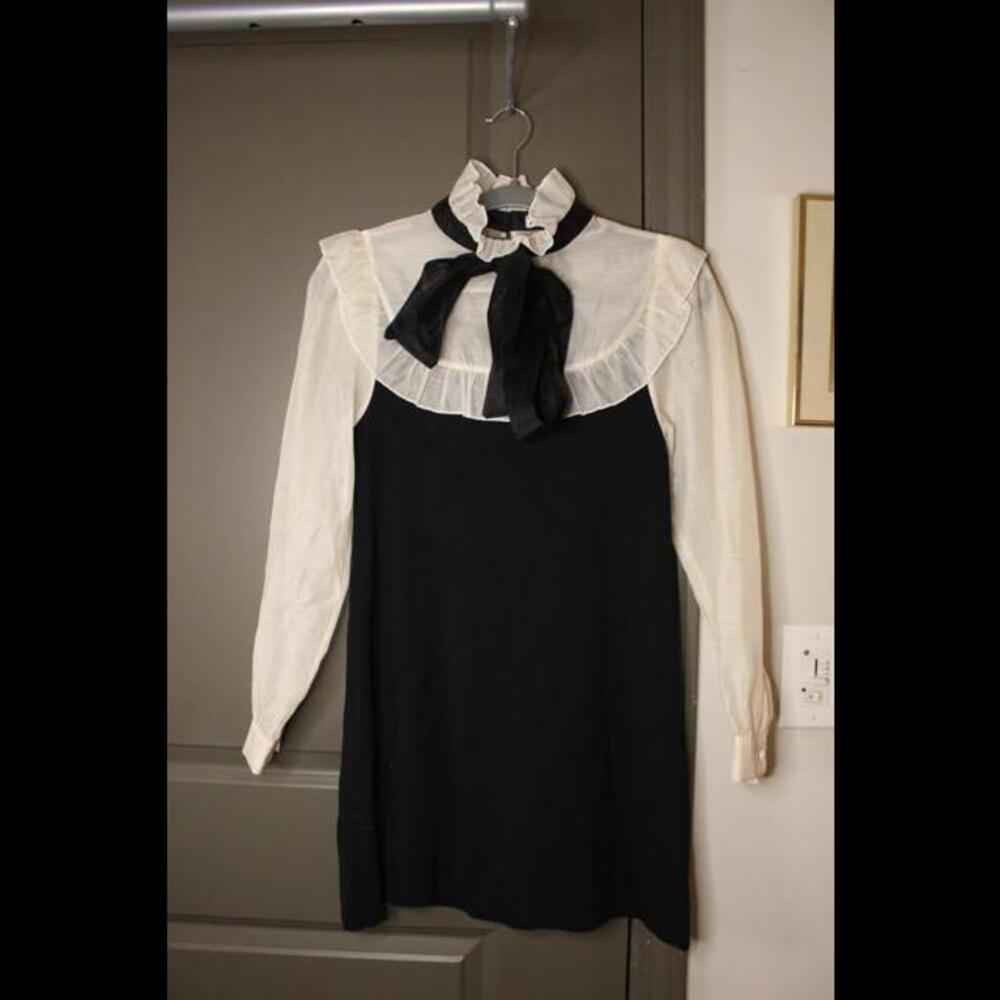Zara Vintage-Inspired Black & White Ruffle Dress